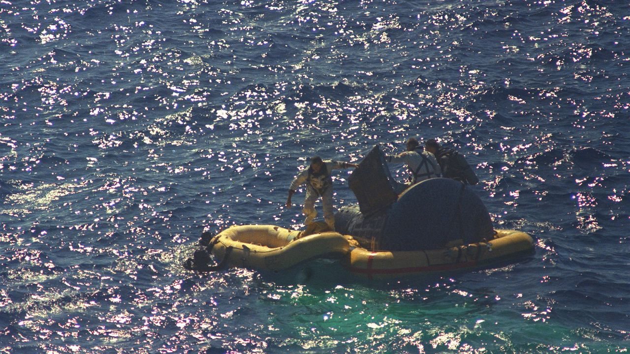 Gemini 5 astronauts return to Earth after setting spaceflight duration record in 1965
