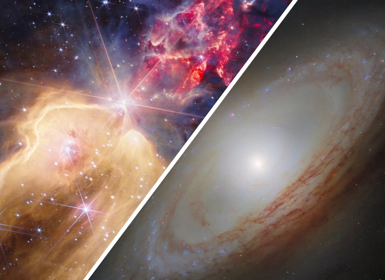 Webb and Hubble Capture Stellar Nurseries, an Out-of-Sync Galaxy, and Gravitational Lensing