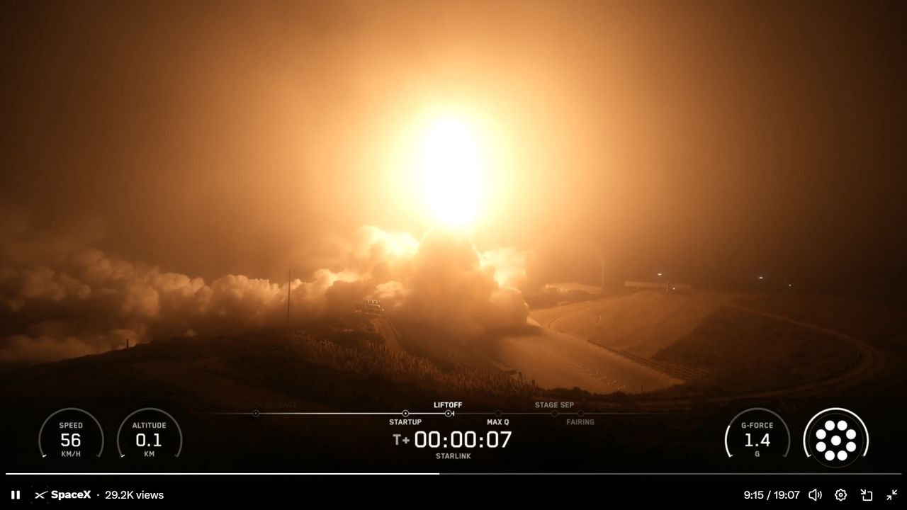 SpaceX launches Starlink satellite batch on predawn mission from California