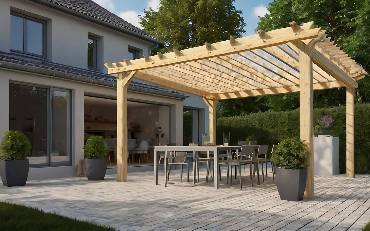 Freestanding Bioclimatic Pergolas Provide Shade for Hotter Summers